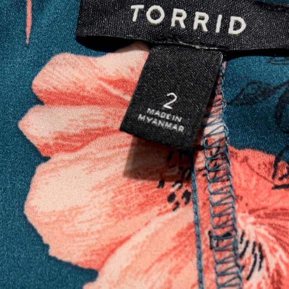 🌼TORRID Teal Floral Print Beautiful Kimono🌼 - Picture 5 of 16